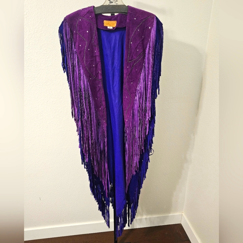 Ricky Nell Vintage Suede Fringe Long Shawl